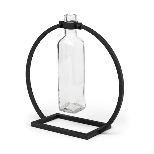 67910 - Monica II Tall Black Metal Glass Bottle Vase 