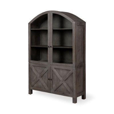 67846 - Barrett 48.5L X 17.25W X 73H Gray Solid Wood Display Cabinet 