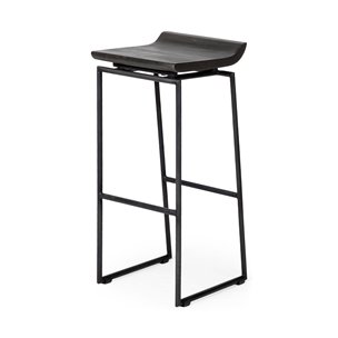 Givens Low Back 32in Seat Bar Stool | Black Wood w/ Black Metal