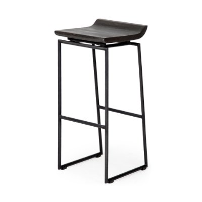67853 - Givens 30.25"H Seat Height Black Wood Seat Black Metal Base Stool