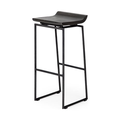 67853 - Givens 30.25"H Seat Height Black Wood Seat Black Metal Base Stool