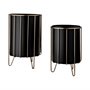 67919 - Pianta 13 x 21 Set of Two Black Metal Insert Brass Frame Plant Stands 