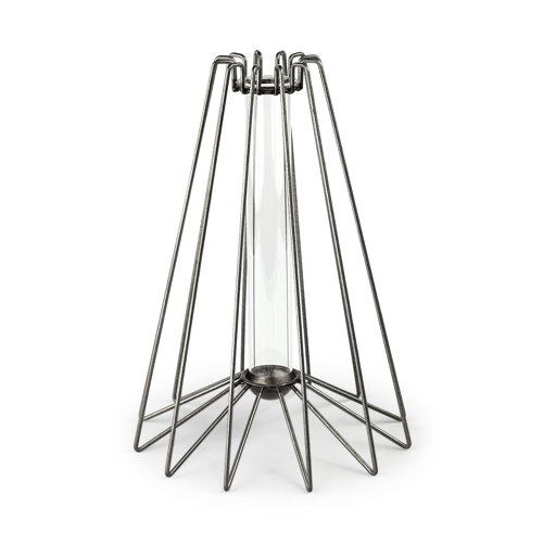 67907 - Madeline II Large Gunmetal Gray Metal Glass Test Tube Vase 