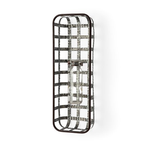 67905 - Margaret Wall Mounted Basket w Glass Bottle for Botanicals or Floral