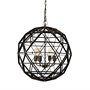 67956 - Dyson II (22.5"D) Black Metal Triangular Orb Four Bulb Chandelier 