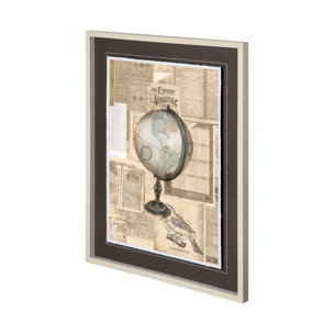 Academic Globe Illustration by BrennHarvey Hand Embellished Framed Art Print Matted under Glass