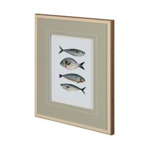 Four Fish II by Emma Scarvey a Hand Embellished Textured Framed Art Print Matted under Glass