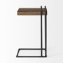 67842 - Maddox 16L x 13.5W x 27H Medium Brown Wood w/ Black Metal C-shaped End/Side Table