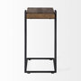 67842 - Maddox 16L x 13.5W x 27H Medium Brown Wood w/ Black Metal C-shaped End/Side Table