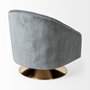 67921 - James II Gray Blue Velvet Covered Seat w Gold Swivel Base Accent Chair 