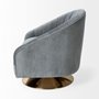 67921 - James II Gray Blue Velvet Covered Seat w Gold Swivel Base Accent Chair 