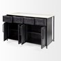 67839-AB - Fieri Solid Iron Black Body White Marble Top Four Drawer Kitchen Island