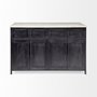 67839-AB - Fieri Solid Iron Black Body White Marble Top Four Drawer Kitchen Island