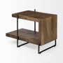 67841 - Maddox 30L x 18W x 22H Medium Brown Wood w/ Black Metal U-shaped End/Side Table