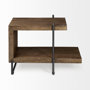 67841 - Maddox 30L x 18W x 22H Medium Brown Wood w/ Black Metal U-shaped End/Side Table