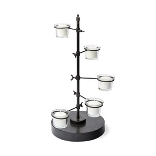 Jaran Black Metal Five Armed Tealight Table Candle Holder 