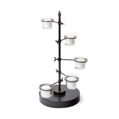 67998 - Jaran Black Metal Five Armed Tealight Table Candle Holder 