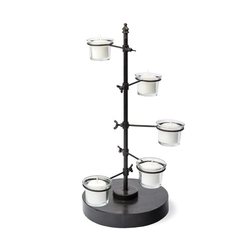 67998 - Jaran Black Metal Five Armed Tealight Table Candle Holder 