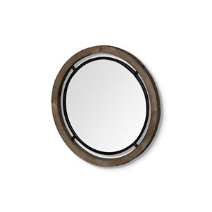 Josi 19" Brown Wood and Black Metal Frame Mirror