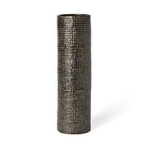 Kona III Large Black/Gold Cylindrical Ceramic Vase 