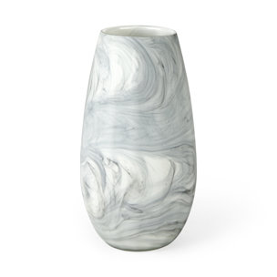 Volta II Tall White Gray Abstract Pattern Glass Vase 