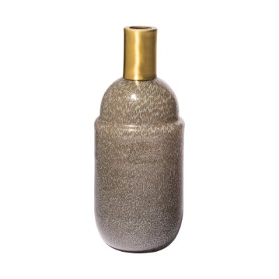 68052 - Toba II Tall Brown/Gold Spotted Gourd Style Vase 