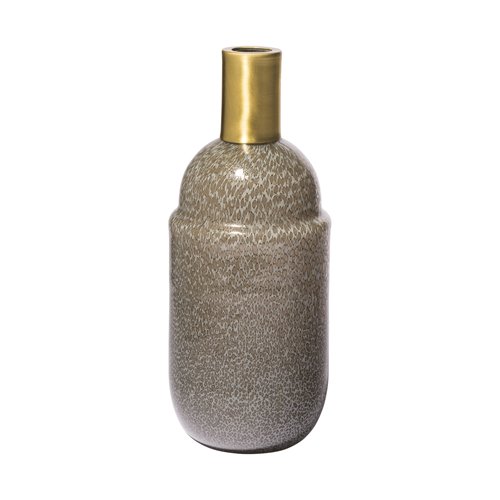 68052 - Toba II Tall Brown/Gold Spotted Gourd Style Vase 