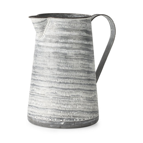 68059 - Serena II 11.2H Large Gray/White Textured Metal Jug