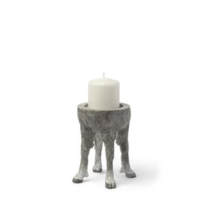 Pan Small Gray Ceramic Hoofed Table Candle Holder 
