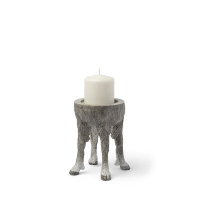 68064 - Pan Small Gray Ceramic Hoofed Table Candle Holder 