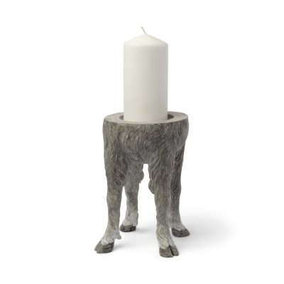 68065 - Pan Large Gray Ceramic Hoofed Table Candle Holder 