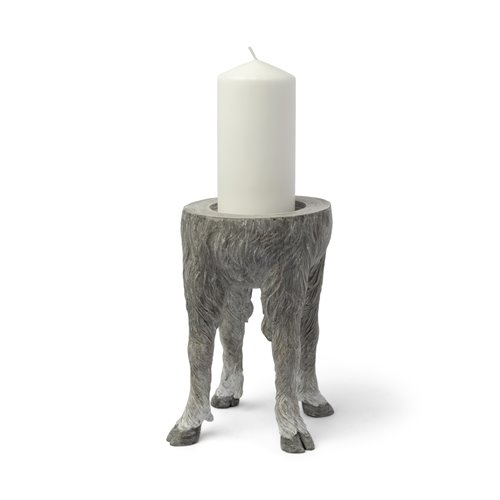 68065 - Pan Large Gray Ceramic Hoofed Table Candle Holder 