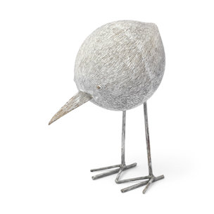 Snipe II 6L x 6W Off-White Resin Bird Ornament W/ Metal Feet