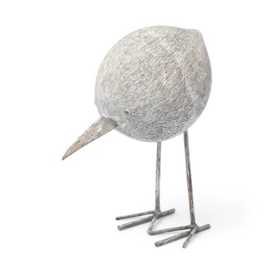 68080 - Snipe II 6L x 6W Off-White Resin Bird Ornament W/ Metal Feet