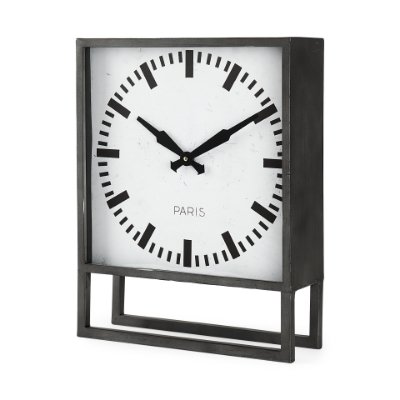 68082 - Felix Gray Metal Square Table Clock