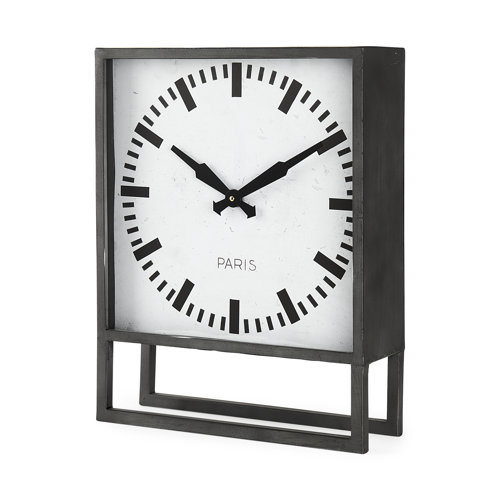 68082 - Felix Gray Metal Square Table Clock
