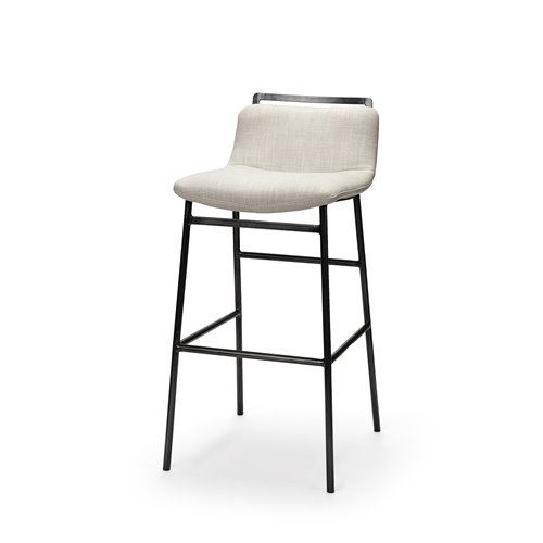 68087 - Kavalan 33.5" Total Height Beige Upholstered Seat Gray Metal Frame Counter Stool
