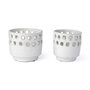 68097 - Larissa Set of Two White Ceramic Hollow Pattern Vases 