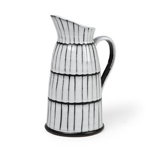Lome Large White/Black Patterned Ceramic Water Pitcher 