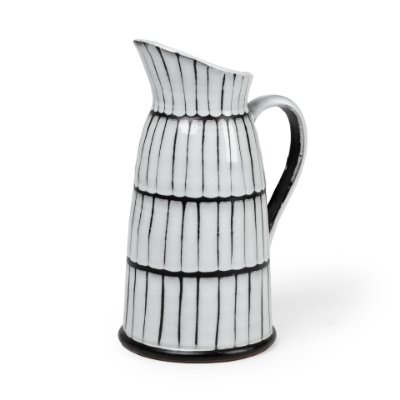 68101 - Lome Large White/Black Patterned Ceramic Water Pitcher 