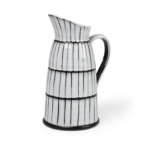 68101 - Lome Large White/Black Patterned Ceramic Water Pitcher 