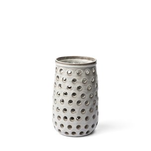 Canasta Small Rustic White Ceramic Cylindrical Vase 