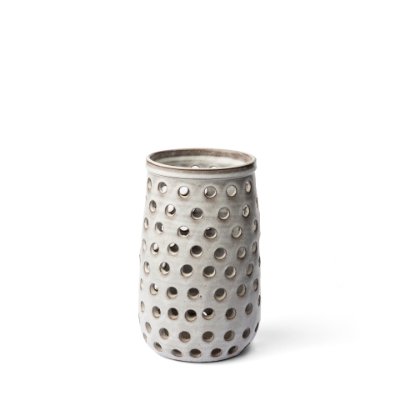 68104 - Canasta Small Rustic White Ceramic Cylindrical Vase 