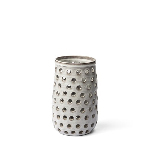 68104 - Canasta Small Rustic White Ceramic Cylindrical Vase 