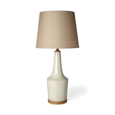 68109 - Rebecca (28.5"H) White Crackled Ceramic Base Wood Accent Table Lamp
