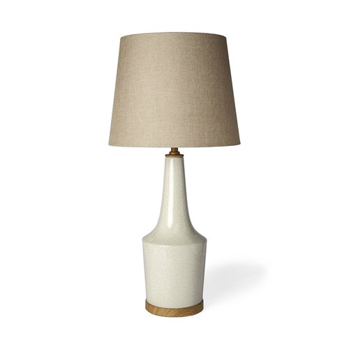 68109 - Rebecca (28.5"H) White Crackled Ceramic Base Wood Accent Table Lamp