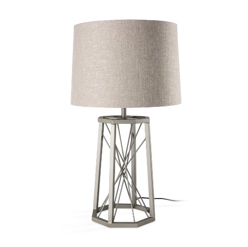 68111 - Raen (28.5"H) Gray Metal Octagonal Base w/Beige Shade Table Lamp