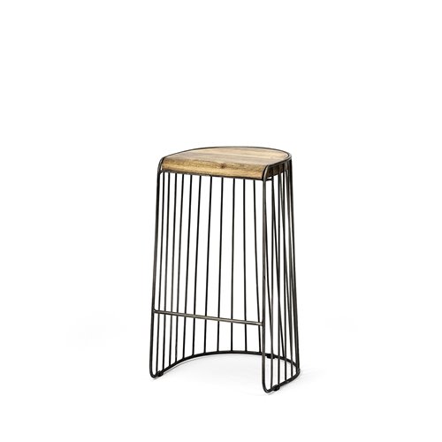 68136 - Seagram 30.5" Seat Height Brown Seat Black Metal Frame Stool