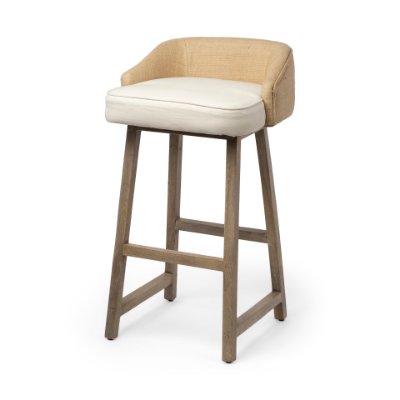 68142 - Monmouth 30.5" Seat Height Cream/Beige Fabric Seat Brown Wood Frame Bar Stool
