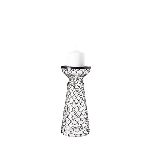 68156 - Shandra I Small Glass w/Metal Wire Snakeskin Pattern Table Candle Holder